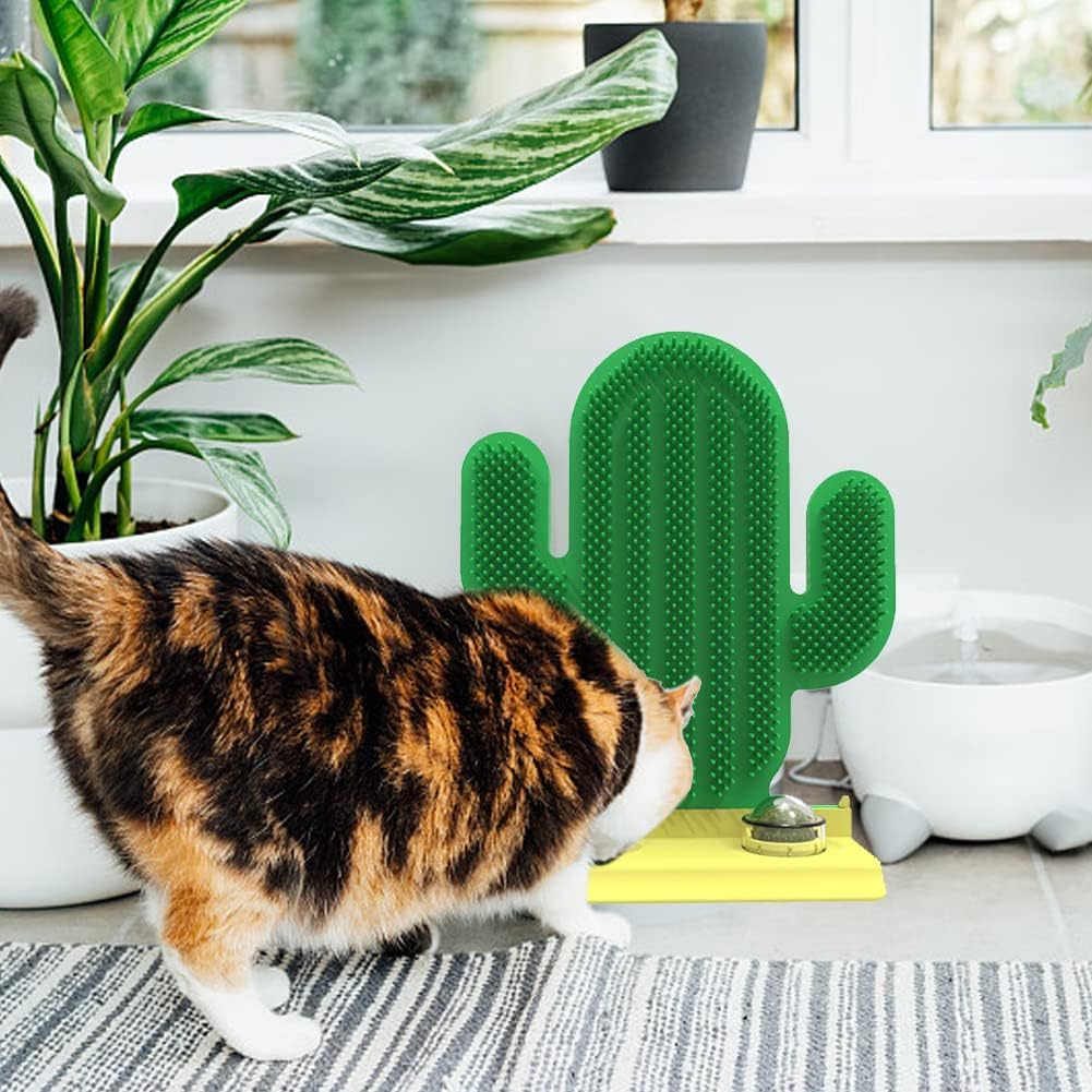 Cat Hair Grooming Brush Interactive Cat Toys Cactus Cat Self Groomer Cat Catnip Balls Toys