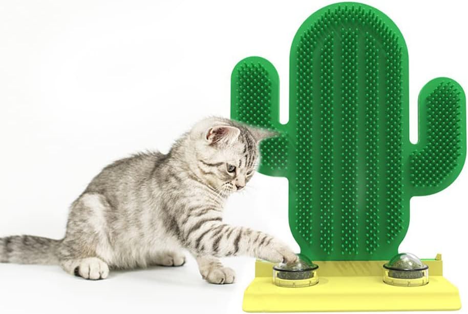 Cat Hair Grooming Brush Interactive Cat Toys Cactus Cat Self Groomer Cat Catnip Balls Toys