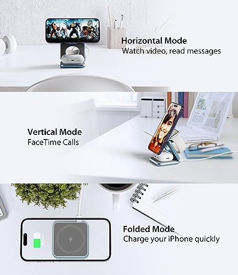 3in1 magnetic suction wireless charger for Phone fast charging folding bracket for earphone watch