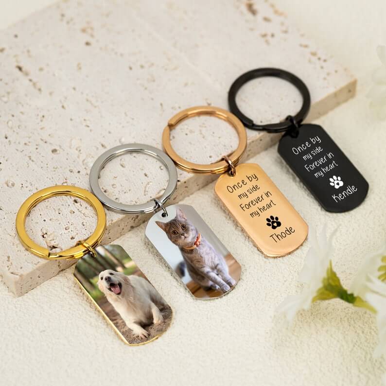 Custom Personalized Keychain with Pet Family Photo