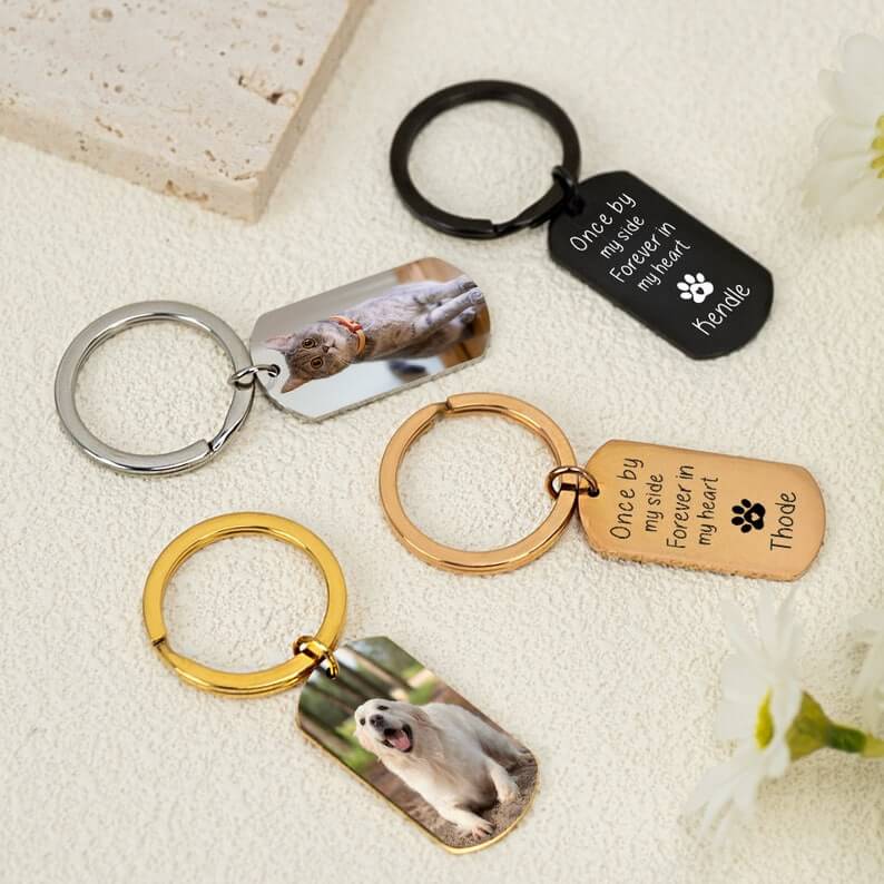 Custom Personalized Keychain with Pet Family Photo