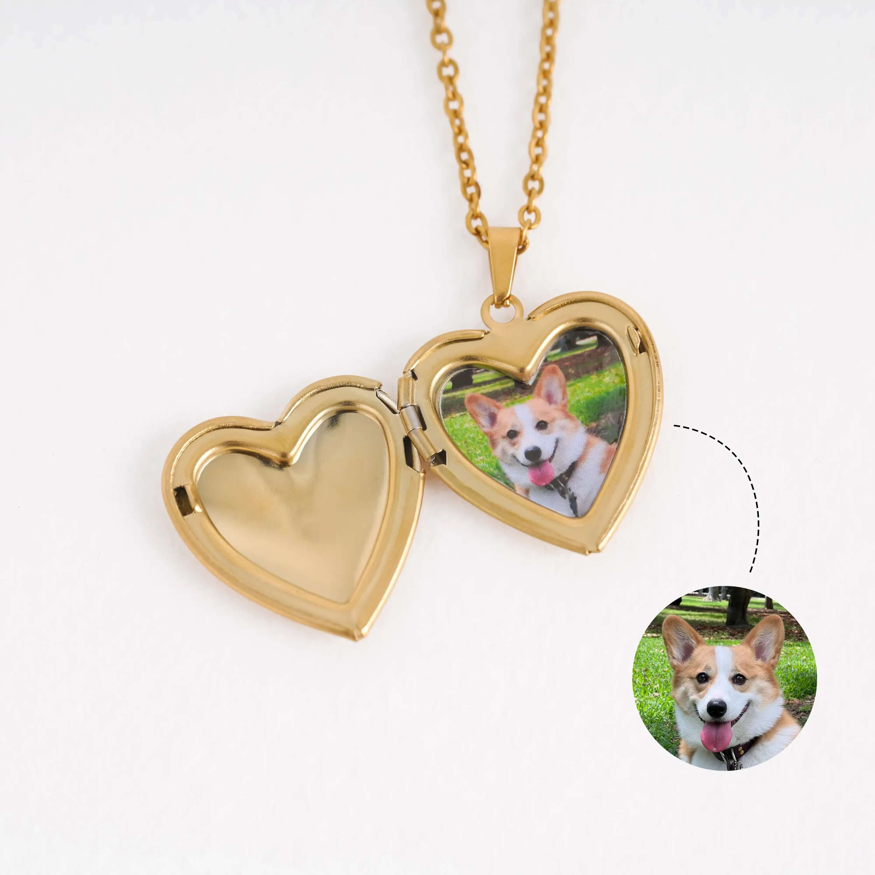 Custom Pet Locket Heart Necklace