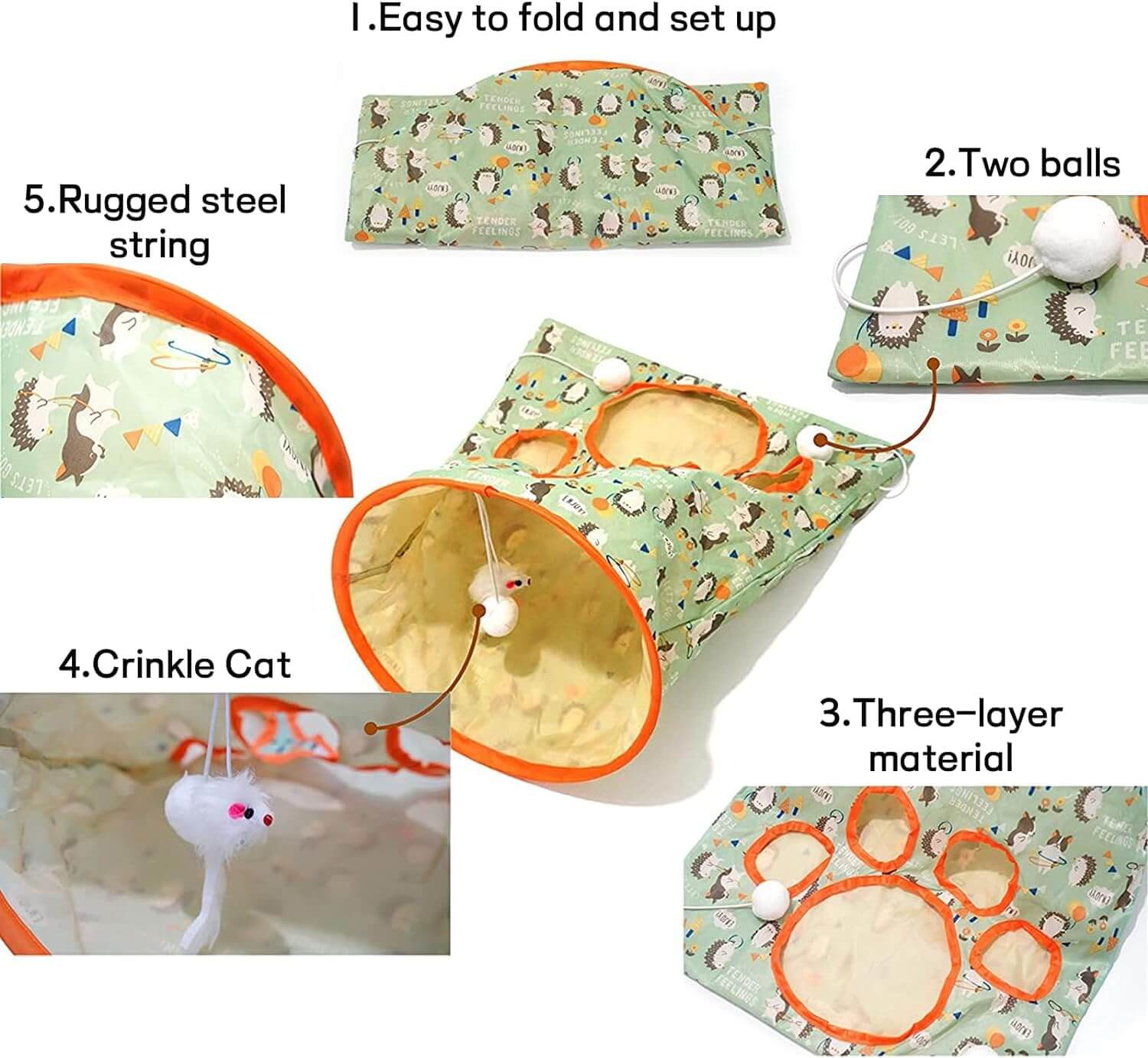 Cat Tunnel Bags Interactive Cat Toy with Plush Ball