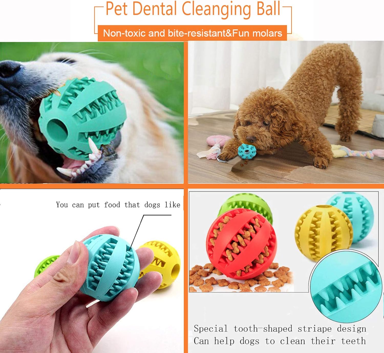 2 Pack Dog Toy Ball, Pet Feeder Chew Teething Toys Balls for Dog and Puppy Cat