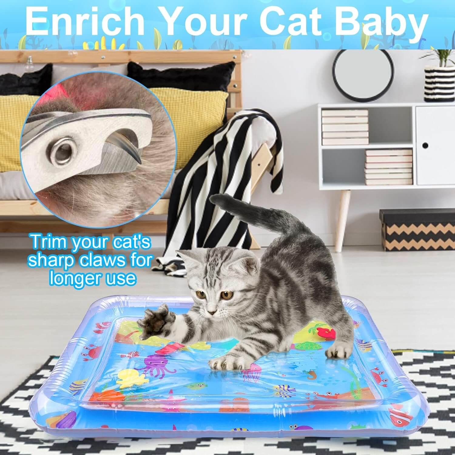 Thickened Water Sensor Play Mat for Cats Dogs Pet Kids