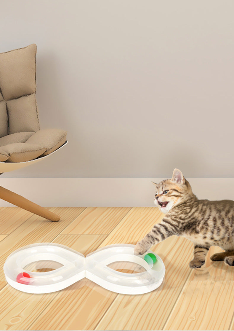 Cat Interactive Tray Toys For Kitten Turntable Figure 8 Shaped Cat Track Ball Toy