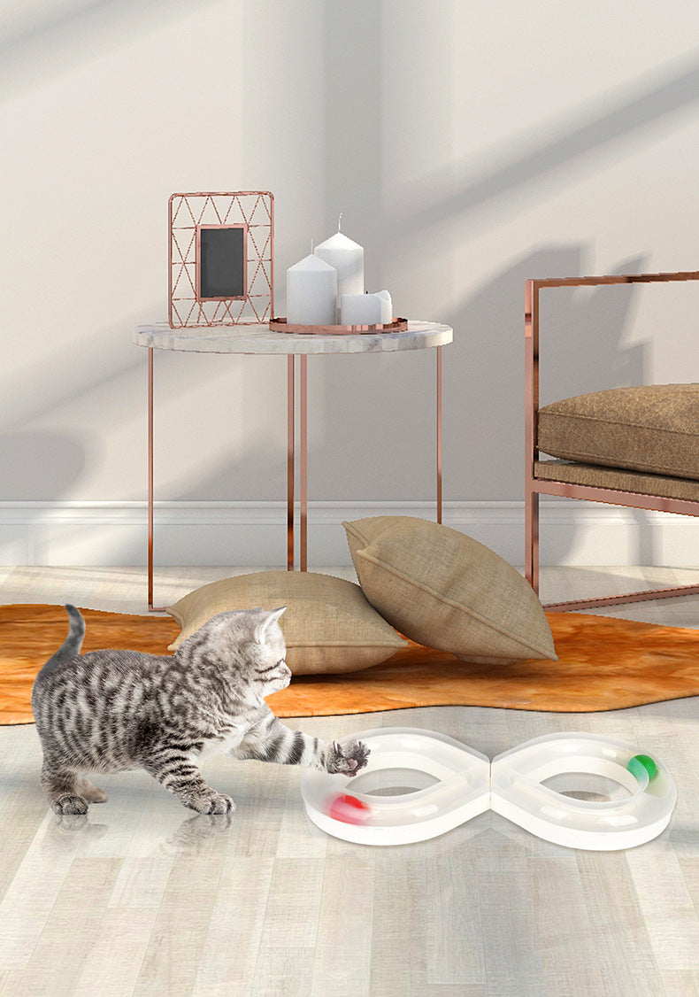 Cat Interactive Tray Toys For Kitten Turntable Figure 8 Shaped Cat Track Ball Toy