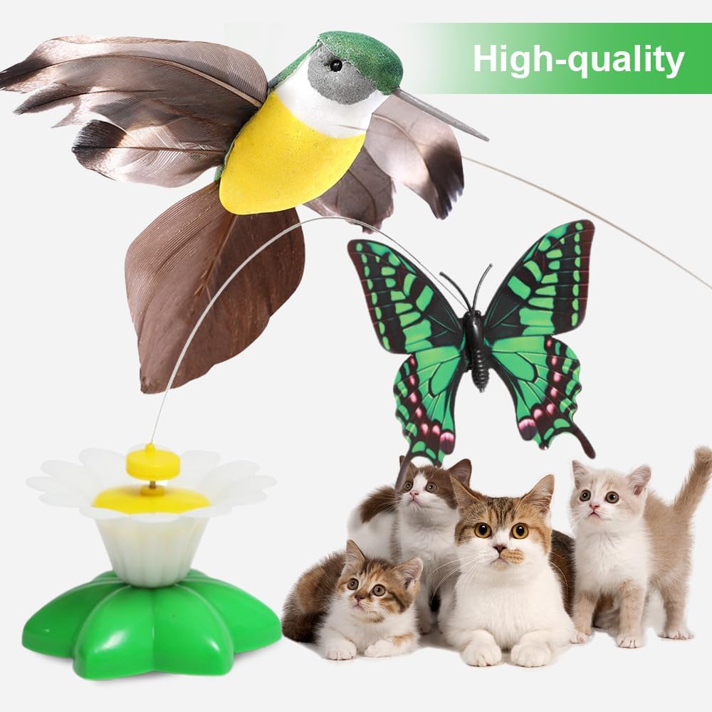 Electric Teasing Cat Toy, Interactive Bird Toy for Cats, 360 Degree Rotatable Electric Flying Butterfly Cat Toy