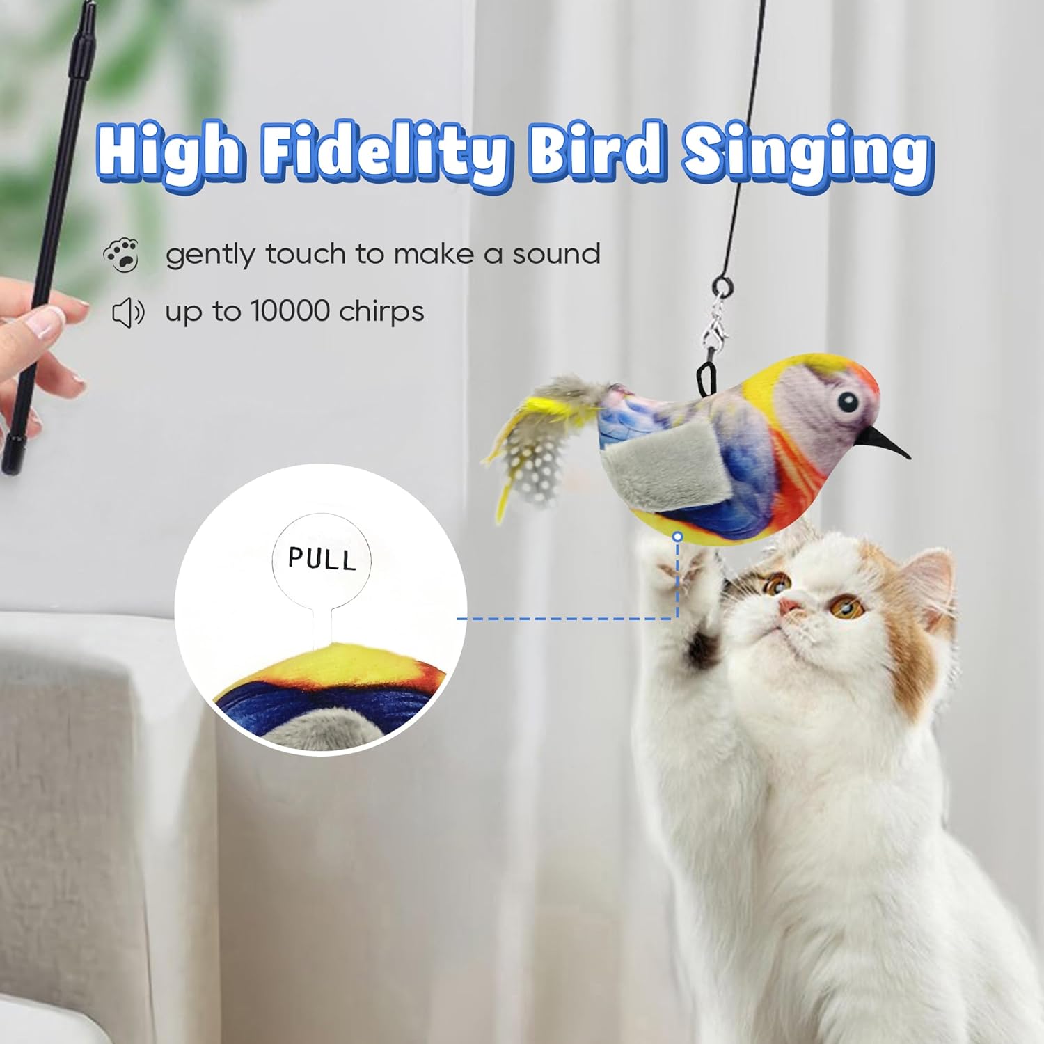 Cat Toys Hanging Bird Teaser Toy, Interactive Catnip Toys for Indoor Cats Kitten