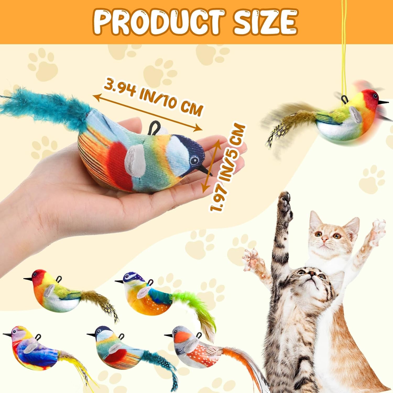 Cat Toys Hanging Bird Teaser Toy, Interactive Catnip Toys for Indoor Cats Kitten