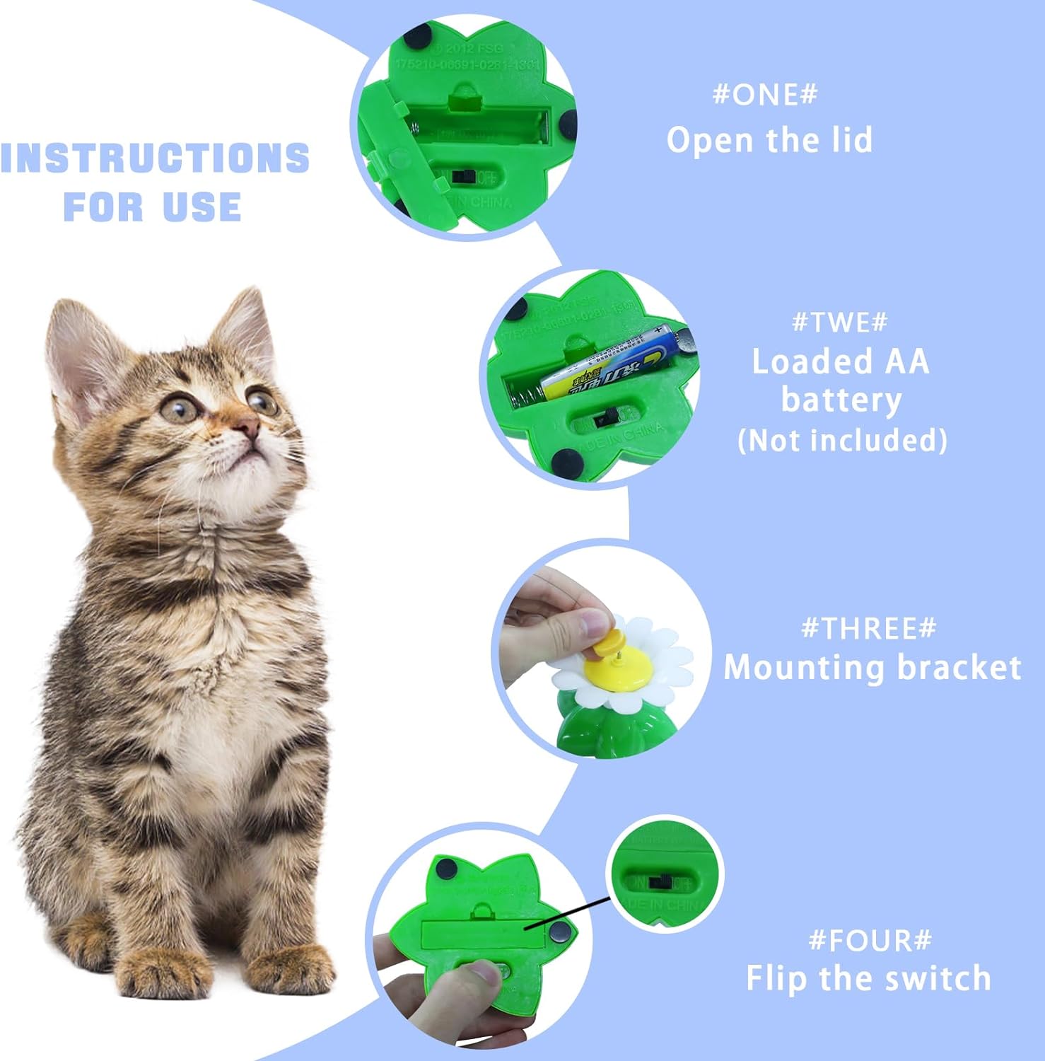 Electric Teasing Cat Toy, Interactive Bird Toy for Cats, 360 Degree Rotatable Electric Flying Butterfly Cat Toy