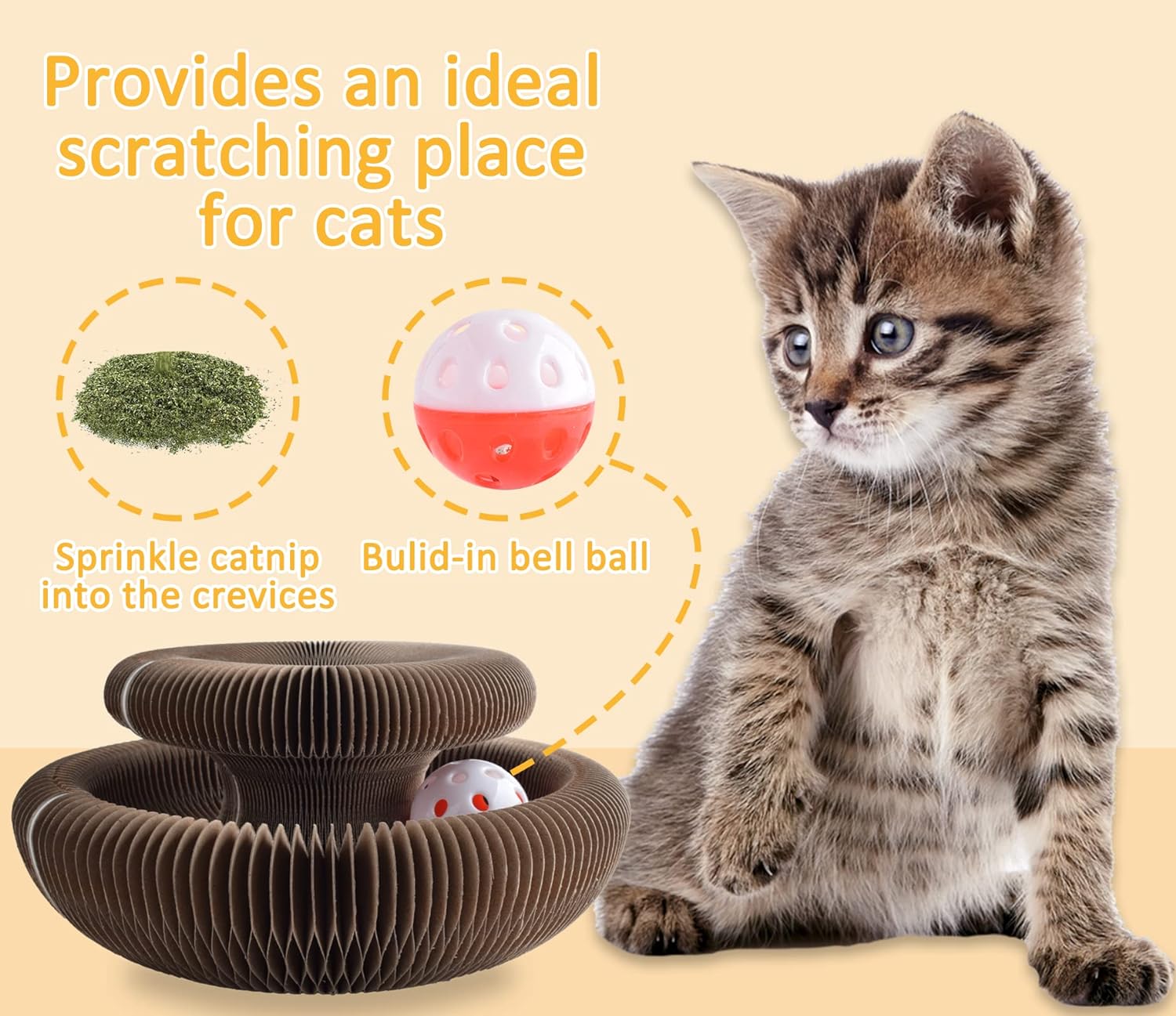 Magic Organ Cat Scratcher Board Cat Interactive Ball Kitten Toys