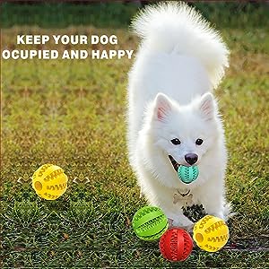2 Pack Dog Toy Ball, Pet Feeder Chew Teething Toys Balls for Dog and Puppy Cat
