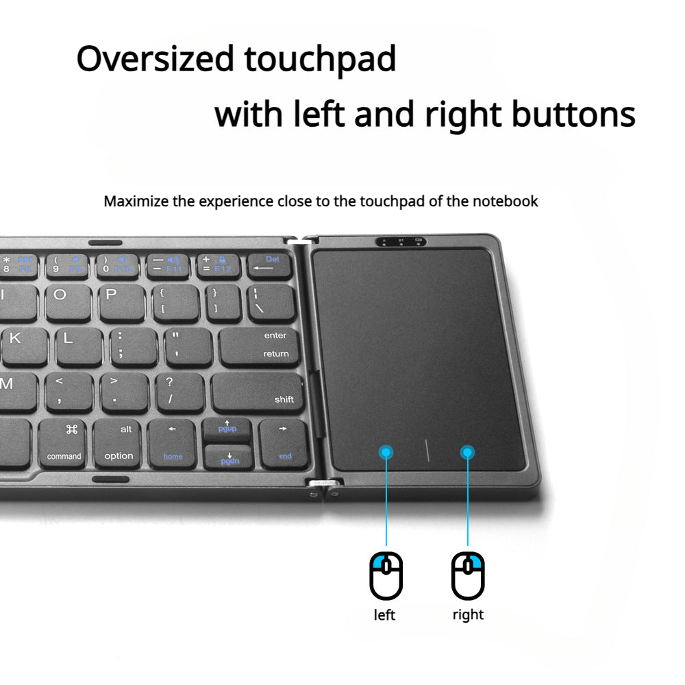 Wiederaufladbare dreifach faltbare Mini-Bluetooth-Tastatur mit Touchpad 