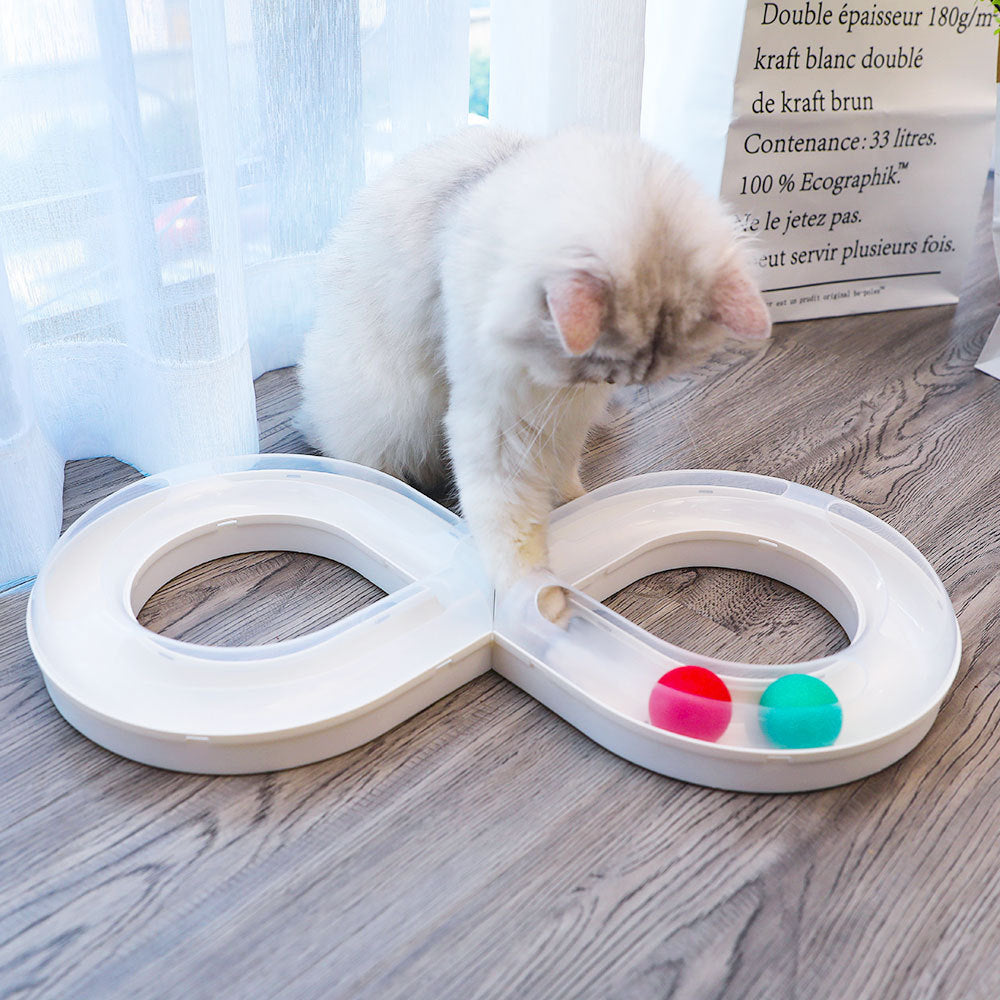 Cat Interactive Tray Toys For Kitten Turntable Figure 8 Shaped Cat Track Ball Toy