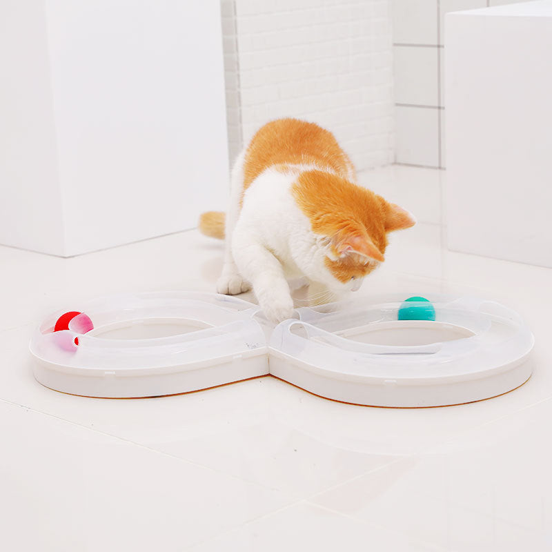 Cat Interactive Tray Toys For Kitten Turntable Figure 8 Shaped Cat Track Ball Toy