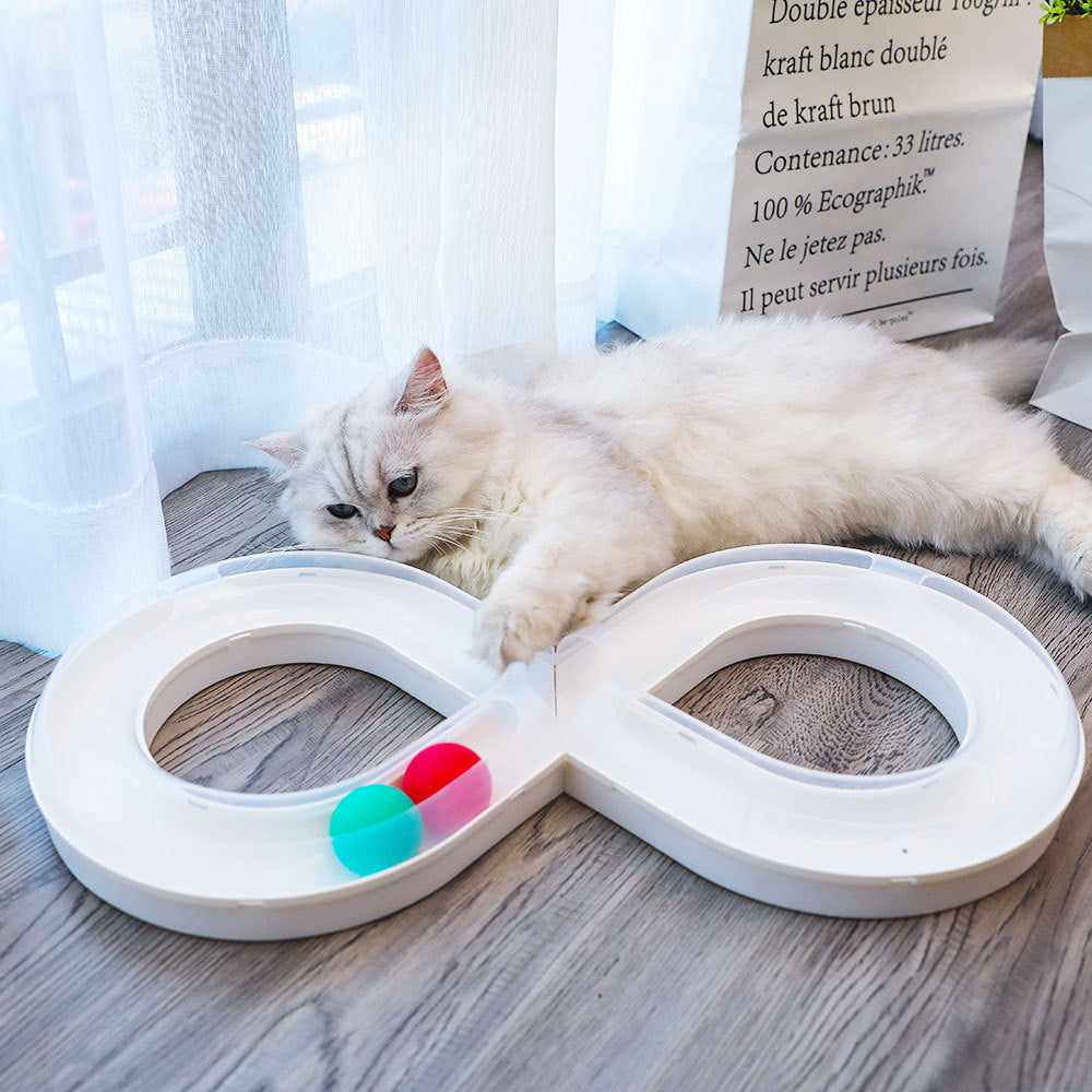 Cat Interactive Tray Toys For Kitten Turntable Figure 8 Shaped Cat Track Ball Toy