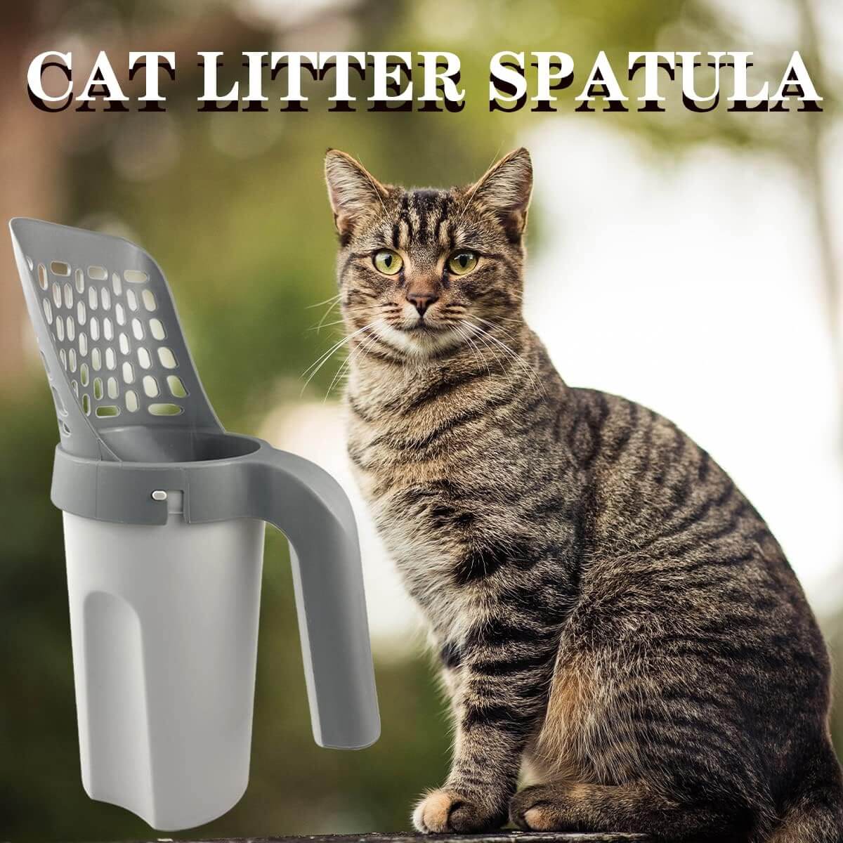 Integrated Portable Cat Litter Shovel with Trash Container