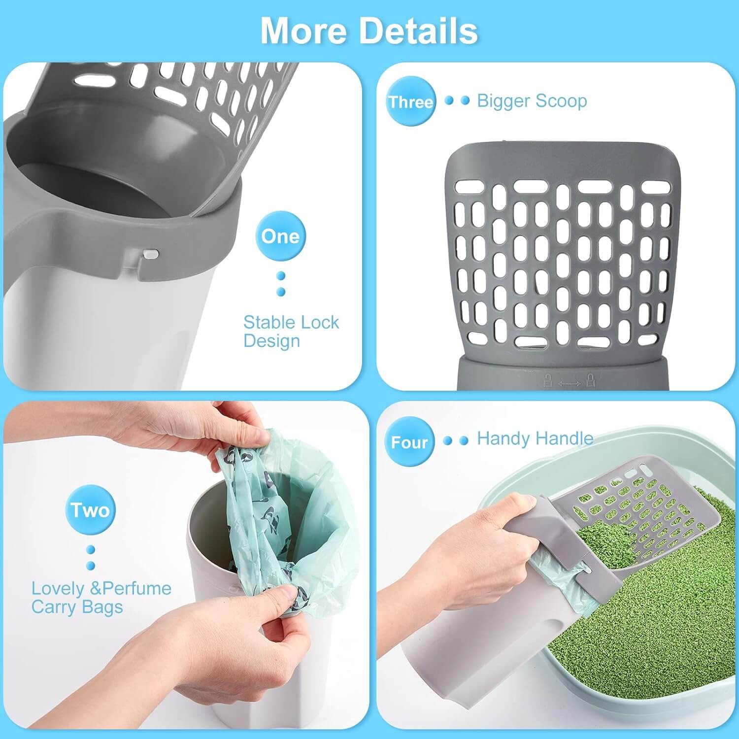 Integrated Portable Cat Litter Shovel with Trash Container