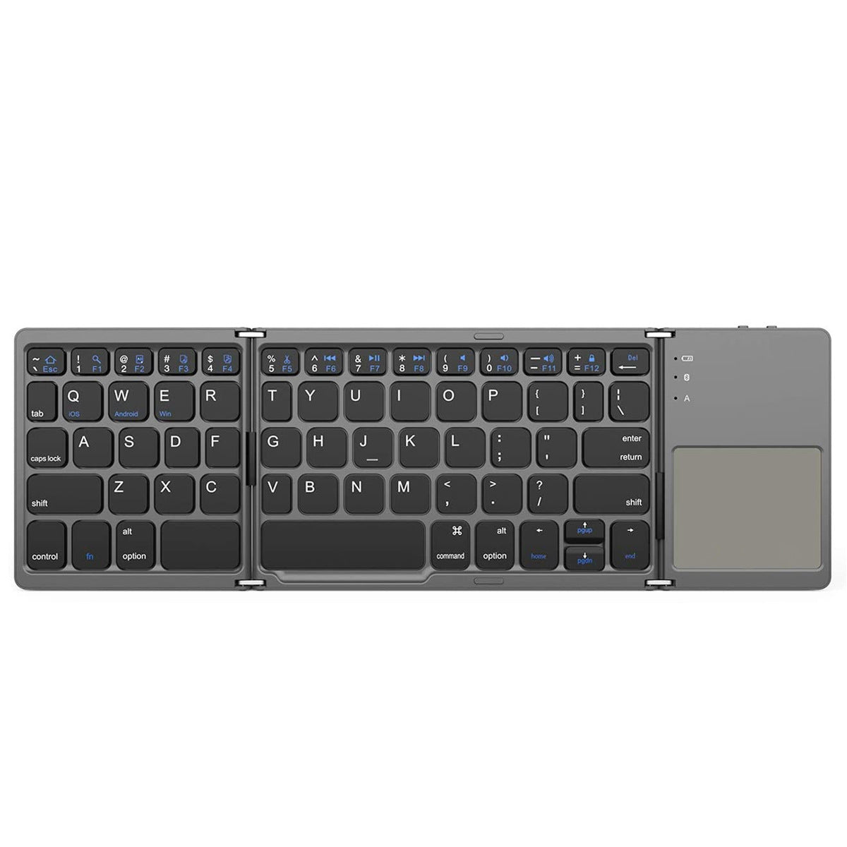 Kabellose, dreifach faltbare Bluetooth-Minitastatur, wiederaufladbar mit Touchpad 