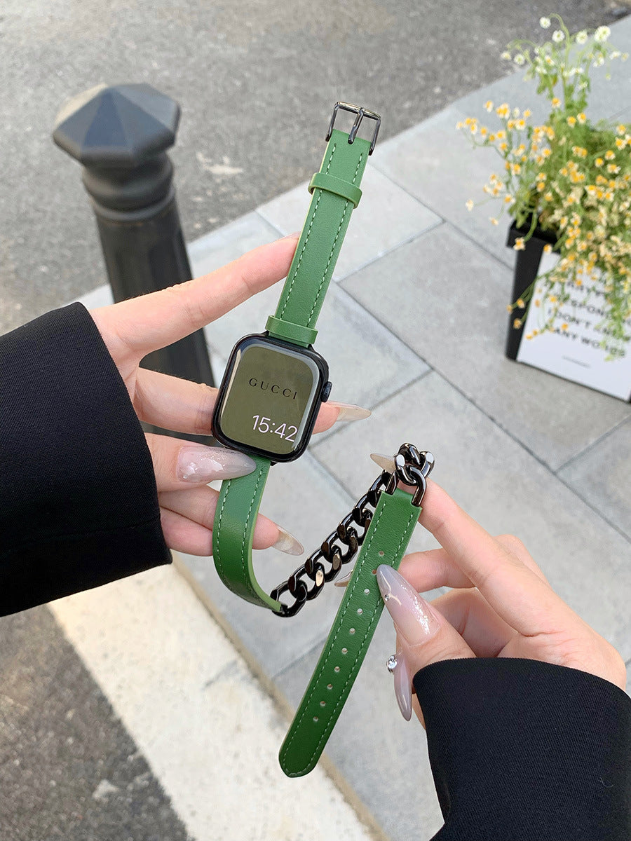 Doppelkreisförmige Leder- und Metallarmbänder für die Apple Watch