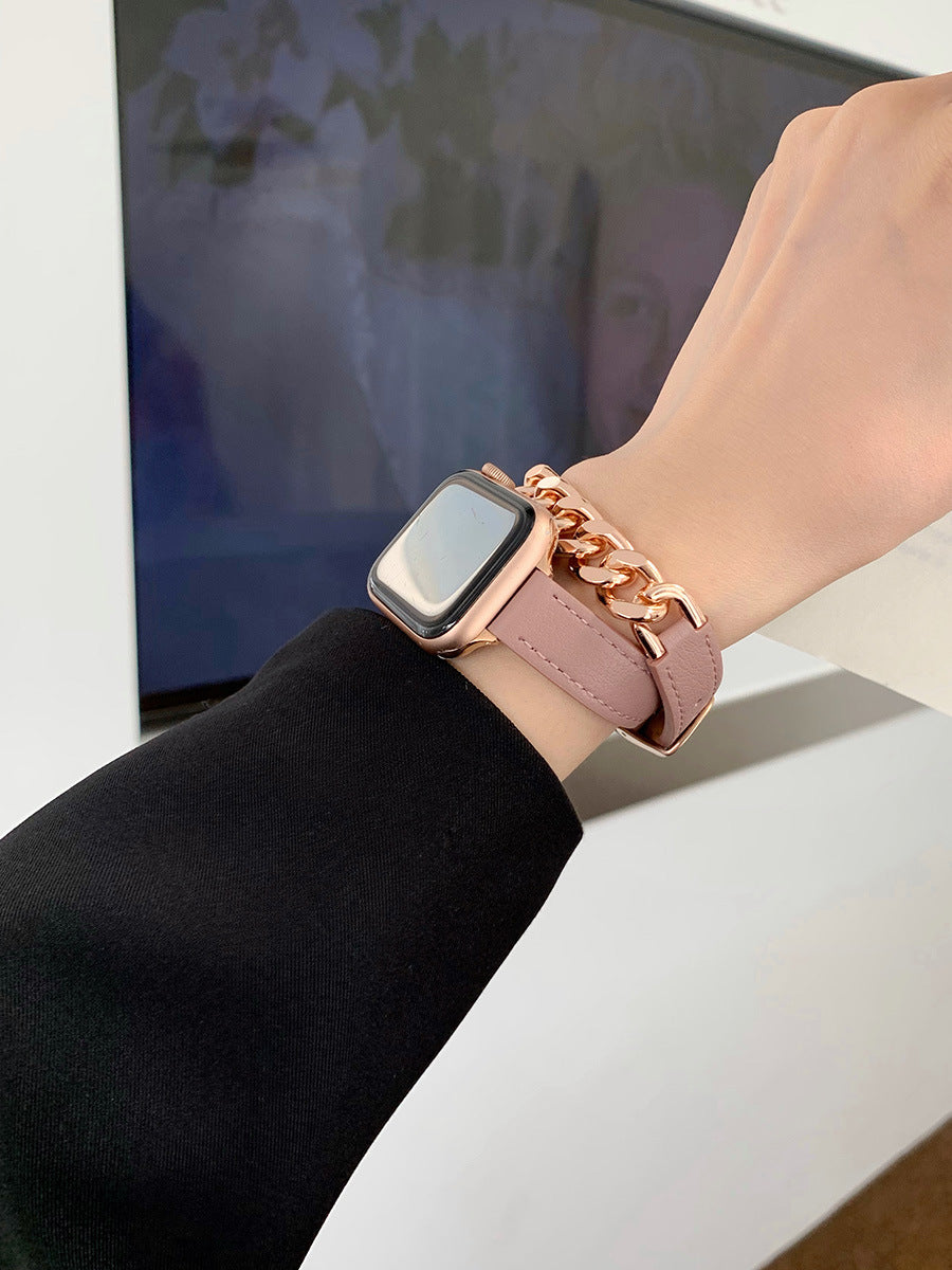 Doppelkreisförmige Leder- und Metallarmbänder für die Apple Watch