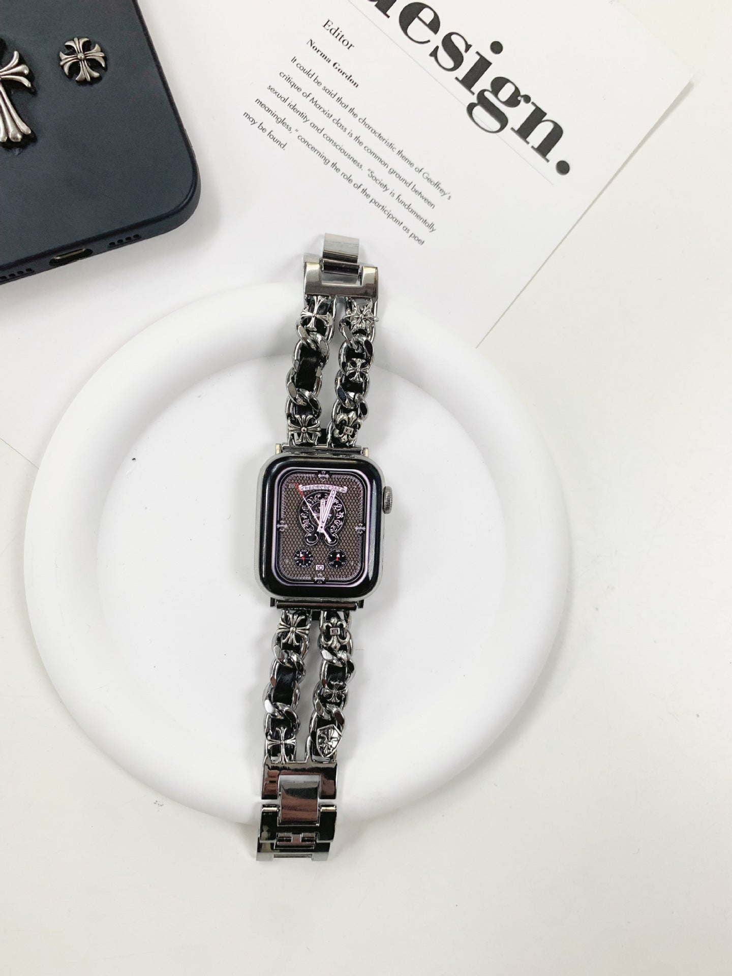 Retro Chrome Heart Metal Strap bands for Apple Watch
