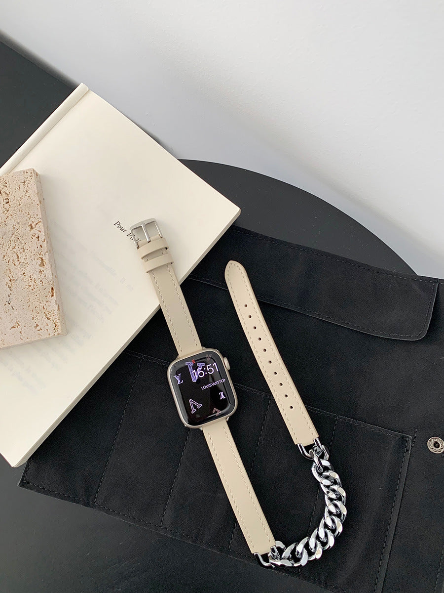 Doppelkreisförmige Leder- und Metallarmbänder für die Apple Watch