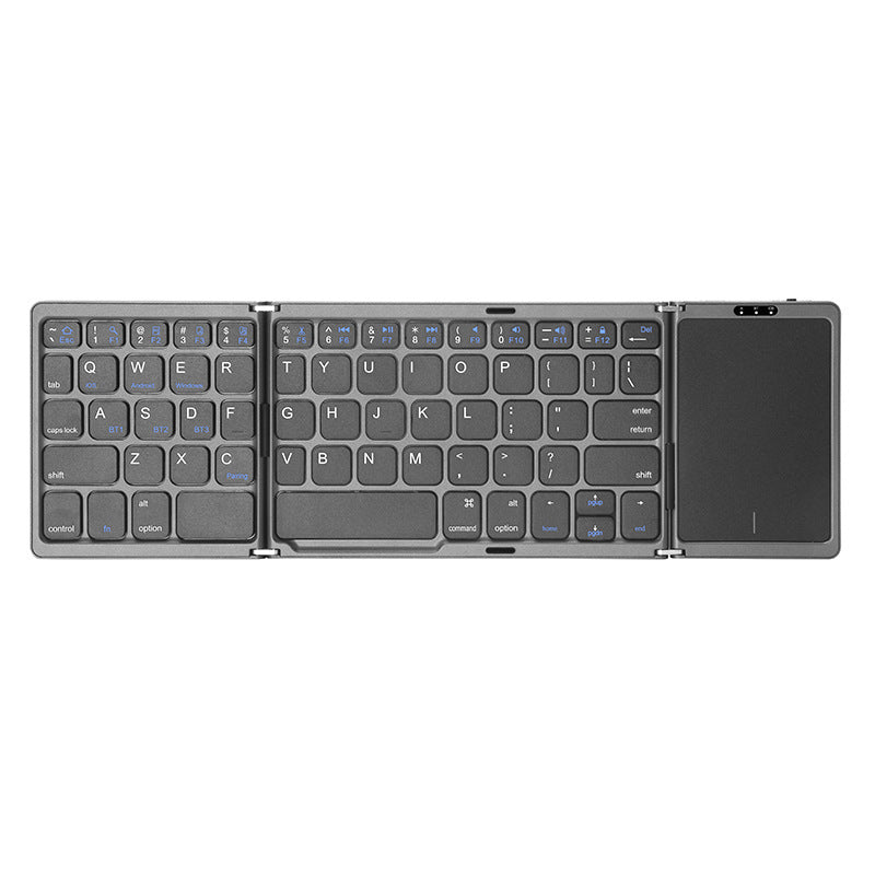 Wiederaufladbare dreifach faltbare Mini-Bluetooth-Tastatur mit Touchpad 