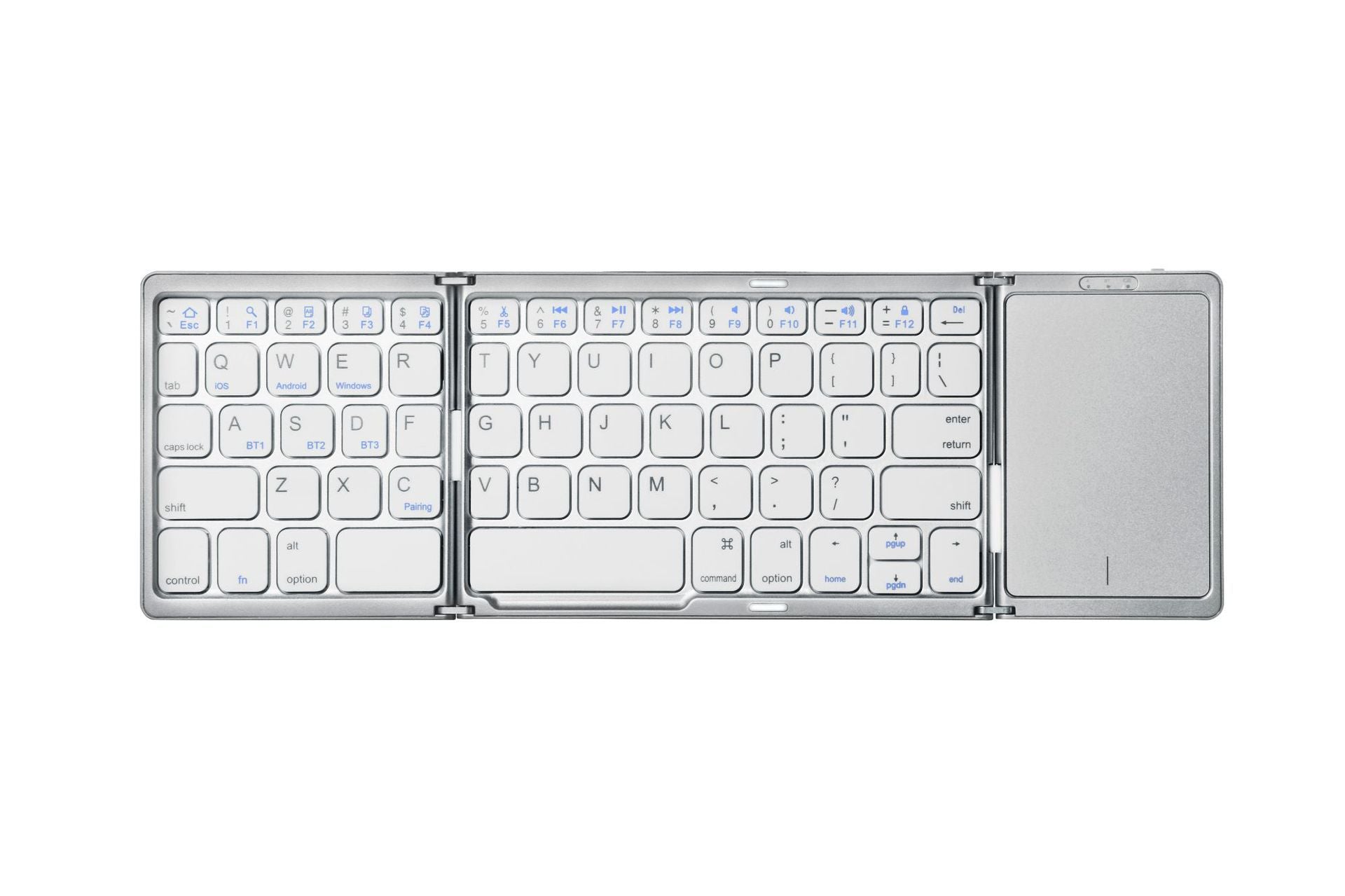 Wiederaufladbare dreifach faltbare Mini-Bluetooth-Tastatur mit Touchpad 