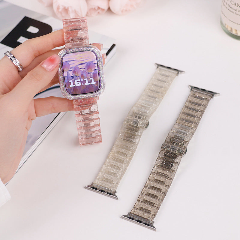 Glitzerarmband mit Schmetterlingsschnalle für die Apple Watch