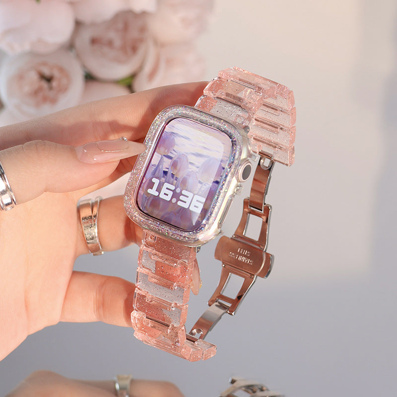 Glitzerarmband mit Schmetterlingsschnalle für die Apple Watch