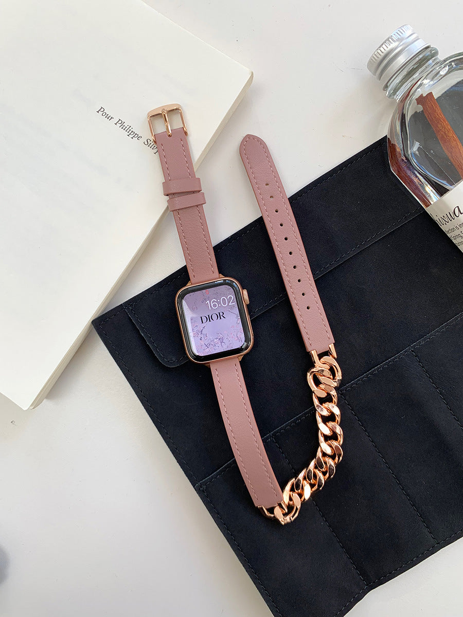 Doppelkreisförmige Leder- und Metallarmbänder für die Apple Watch