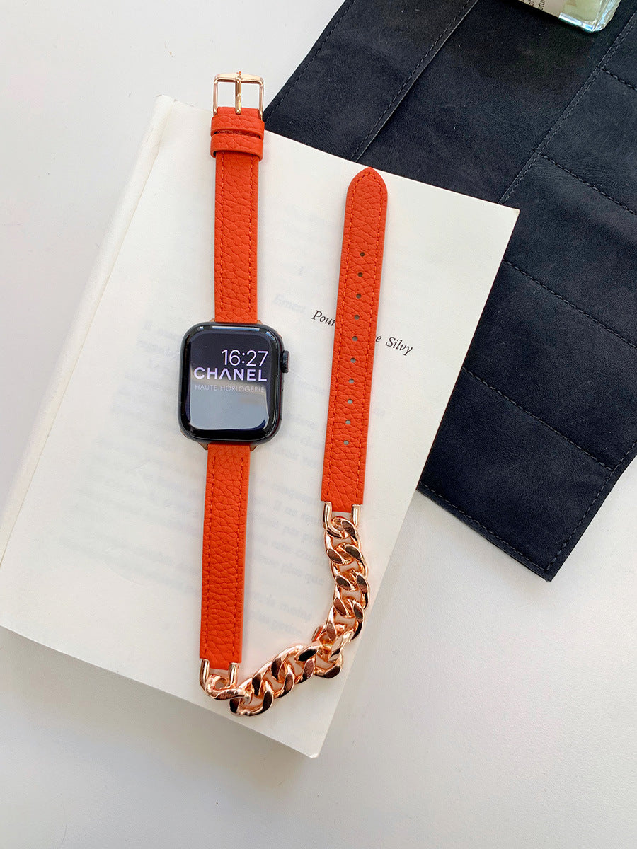 Doppelkreisförmige Leder- und Metallarmbänder für die Apple Watch