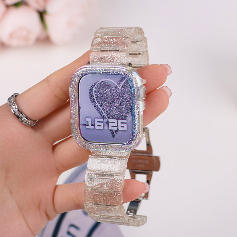 Glitzerarmband mit Schmetterlingsschnalle für die Apple Watch
