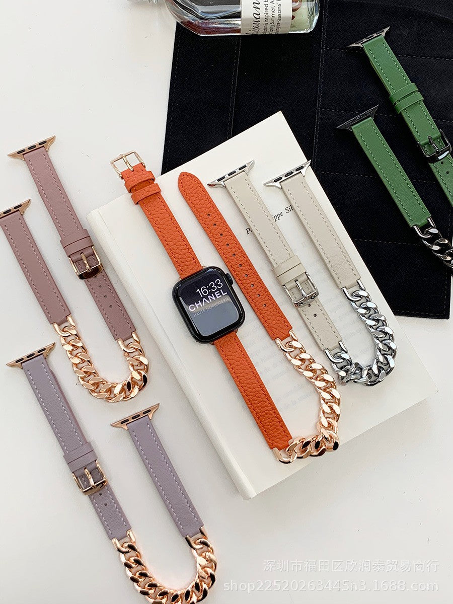 Doppelkreisförmige Leder- und Metallarmbänder für die Apple Watch
