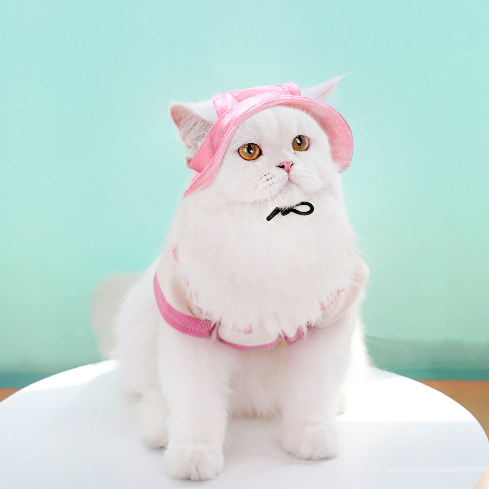 Pet Hat with Ear Holes Sunscreen Baseball Cap for Medium Small Dogs & Cats