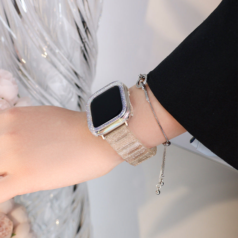 Glitzerarmband mit Schmetterlingsschnalle für die Apple Watch