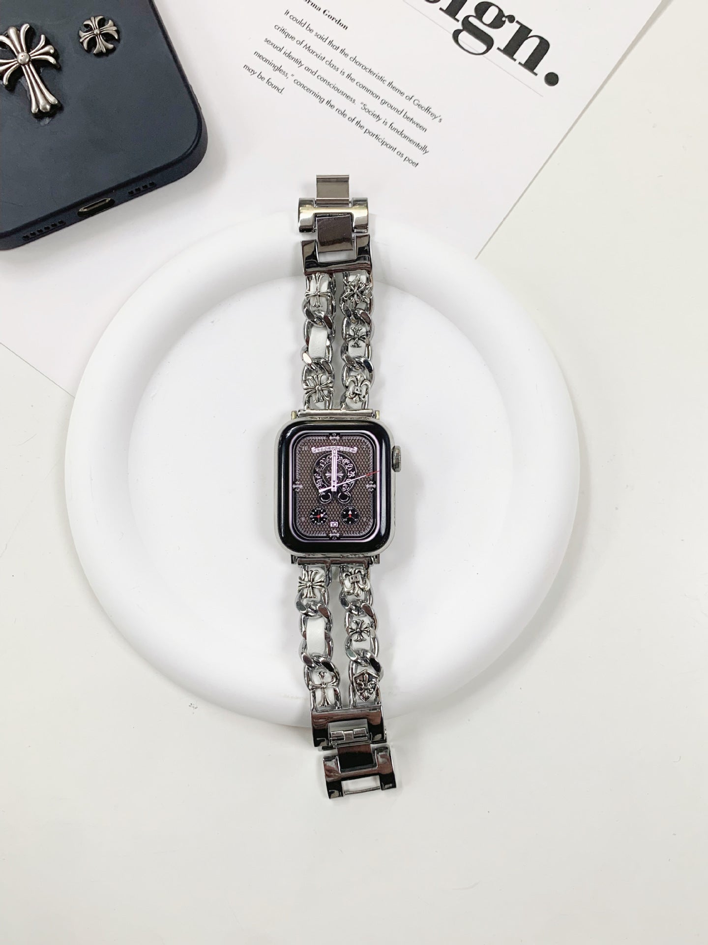 Retro Chrome Heart Metal Strap bands for Apple Watch