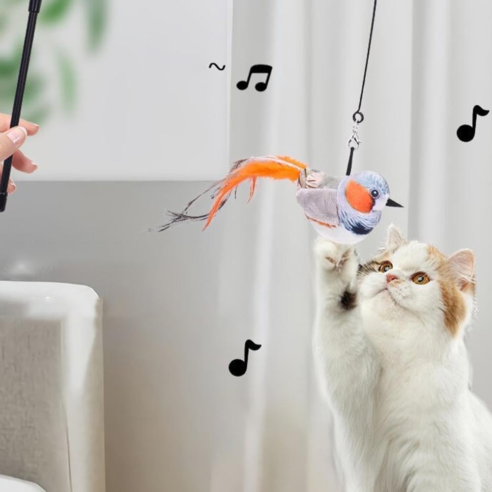 Cat Toys Hanging Bird Teaser Toy, Interactive Catnip Toys for Indoor Cats Kitten