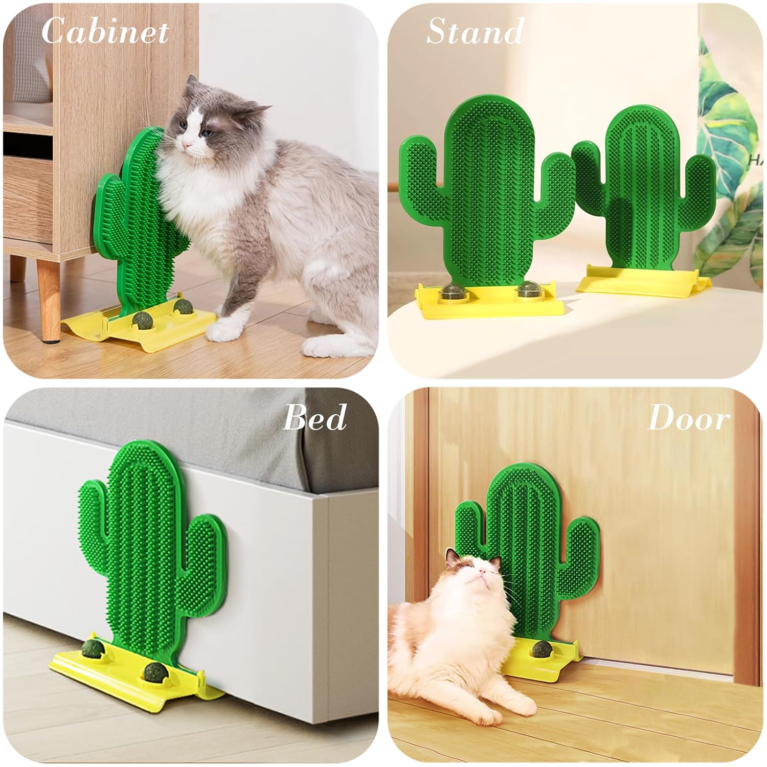 Cat Hair Grooming Brush Interactive Cat Toys Cactus Cat Self Groomer Cat Catnip Balls Toys
