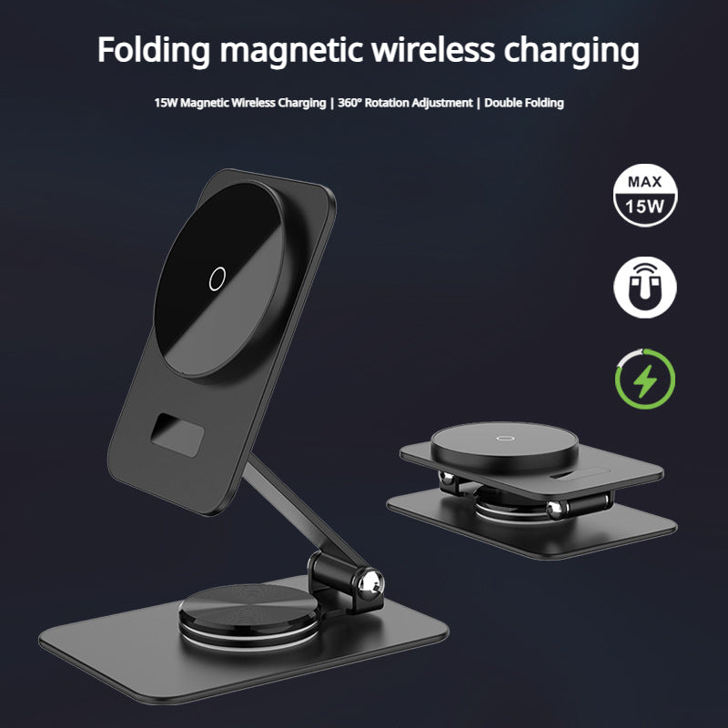 15 W magnetisches faltbares kabelloses Ladegerät, 360-Grad-Drehladegerät 