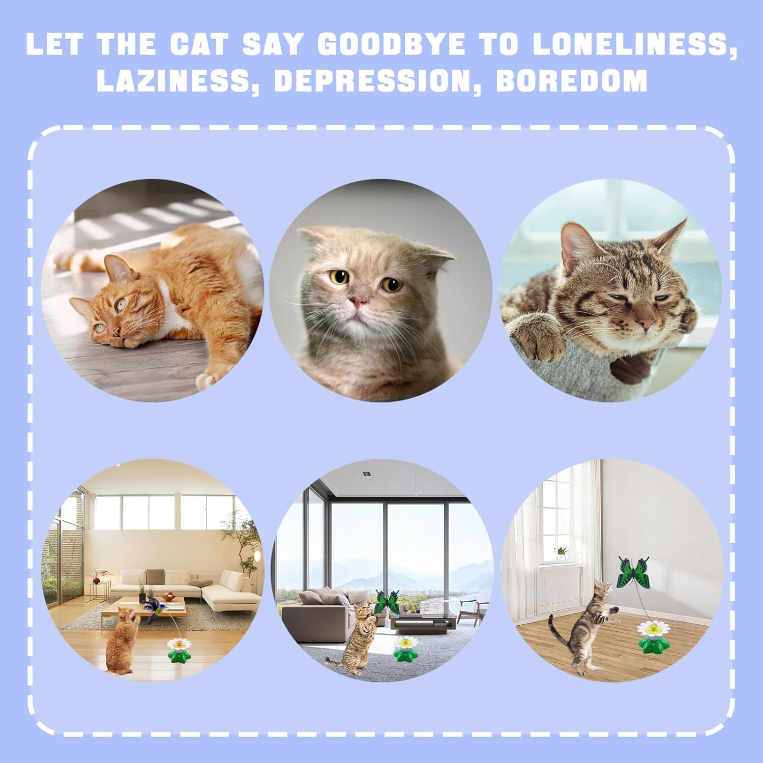 Electric Teasing Cat Toy, Interactive Bird Toy for Cats, 360 Degree Rotatable Electric Flying Butterfly Cat Toy