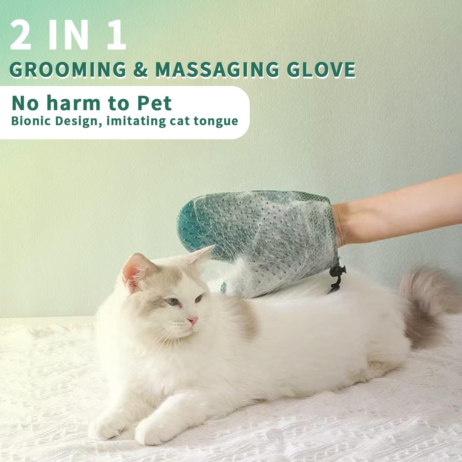 2 in 1 Cat Fur Glove & Pet Hair Remover Glove, Dog Grooming Glove Brush for Shedding