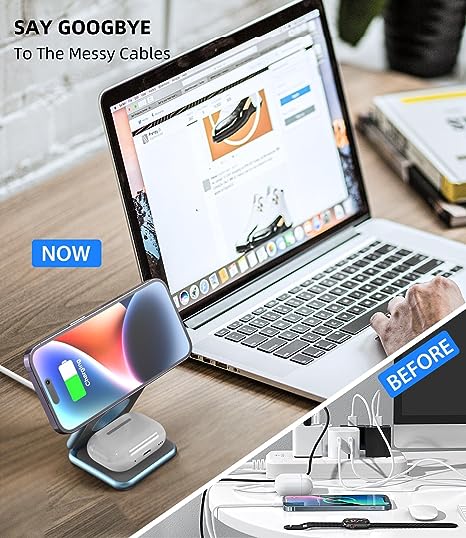 3in1 magnetisches Saug-Wireless-Ladegerät für Telefon-Schnelllade-Klapphalterung für Kopfhörer-Uhr