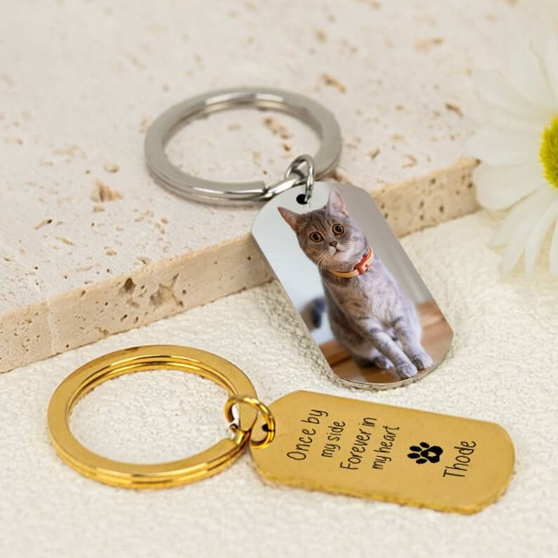 Custom Personalized Keychain with Pet Family Photo