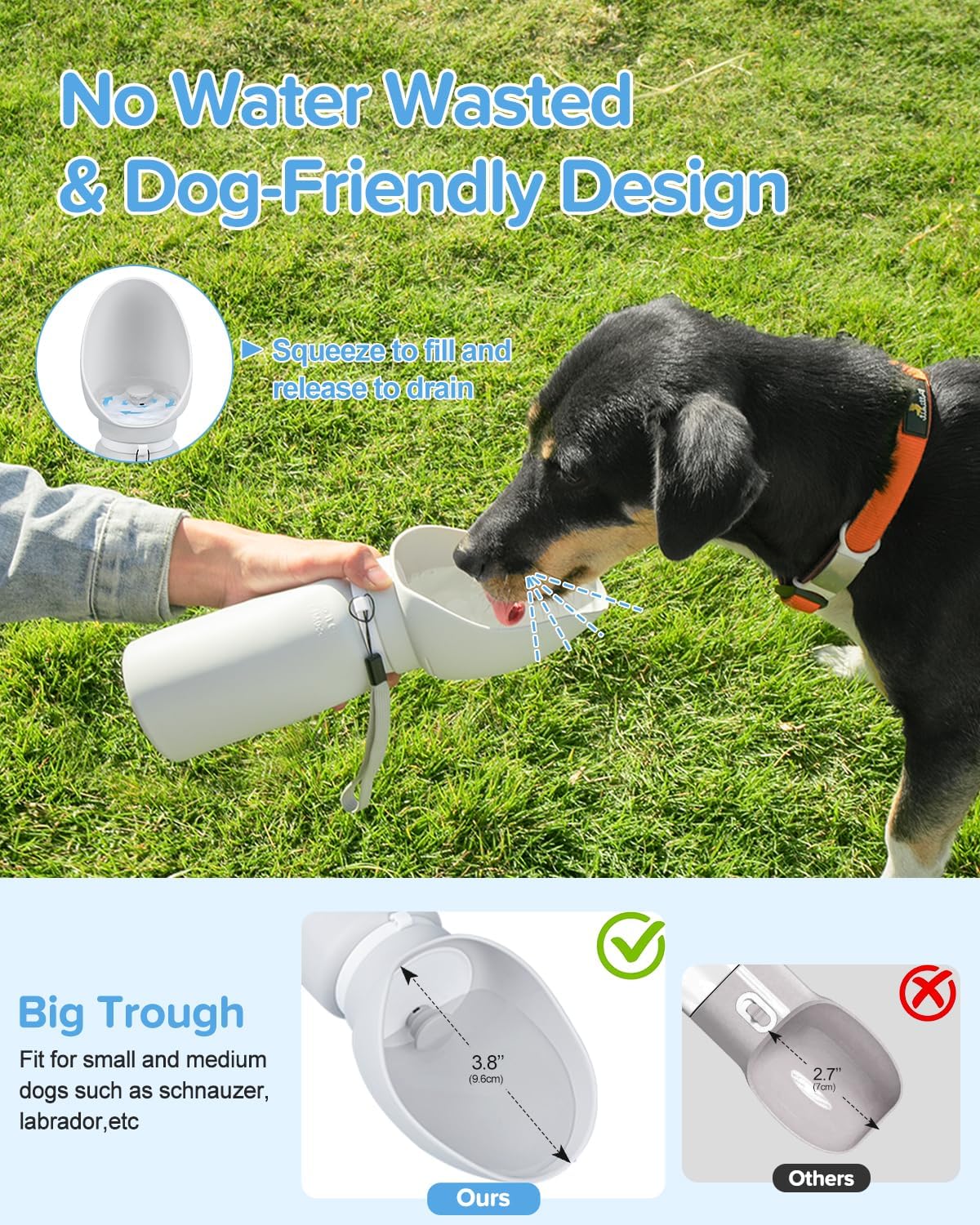 Silicone Dog Water Bottle, Pet Travel Water Bottle Foldable Leak Proof Cup