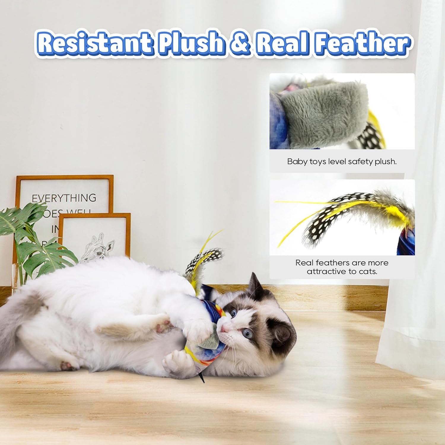Cat Toys Hanging Bird Teaser Toy, Interactive Catnip Toys for Indoor Cats Kitten