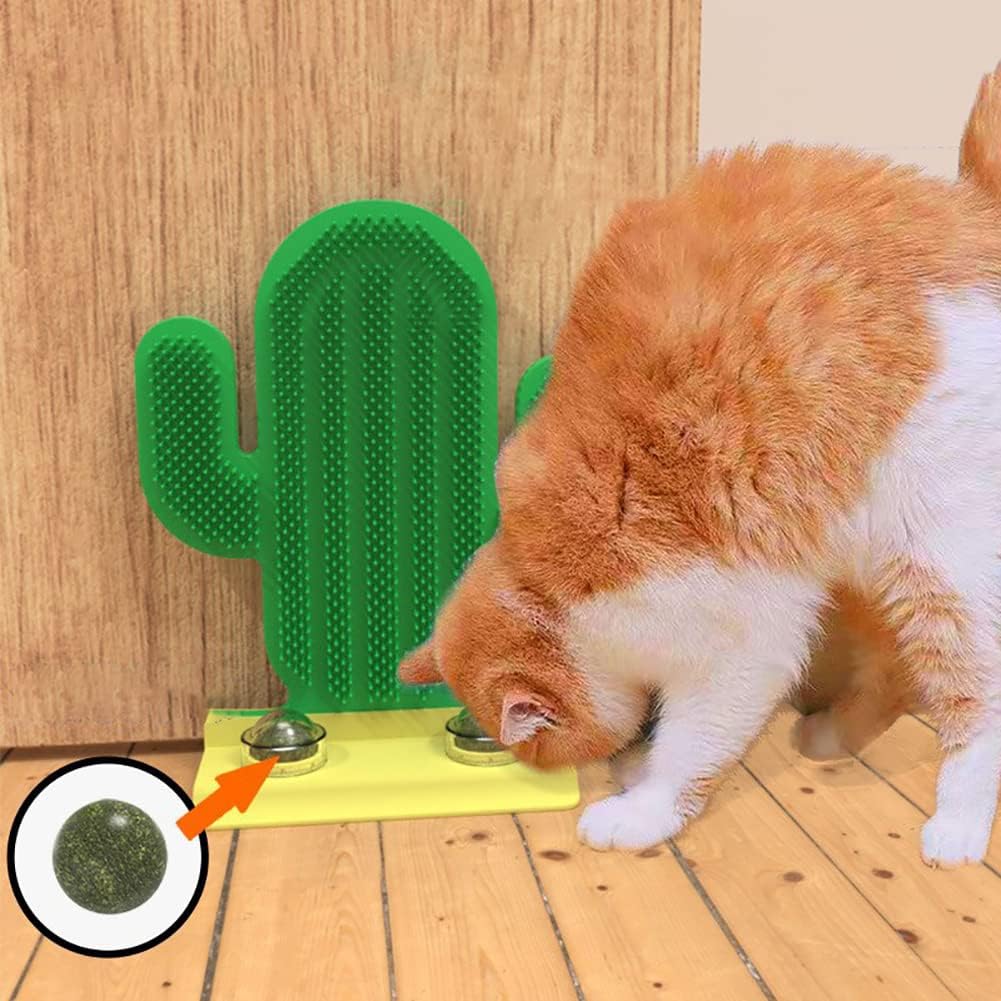 Cat Hair Grooming Brush Interactive Cat Toys Cactus Cat Self Groomer Cat Catnip Balls Toys