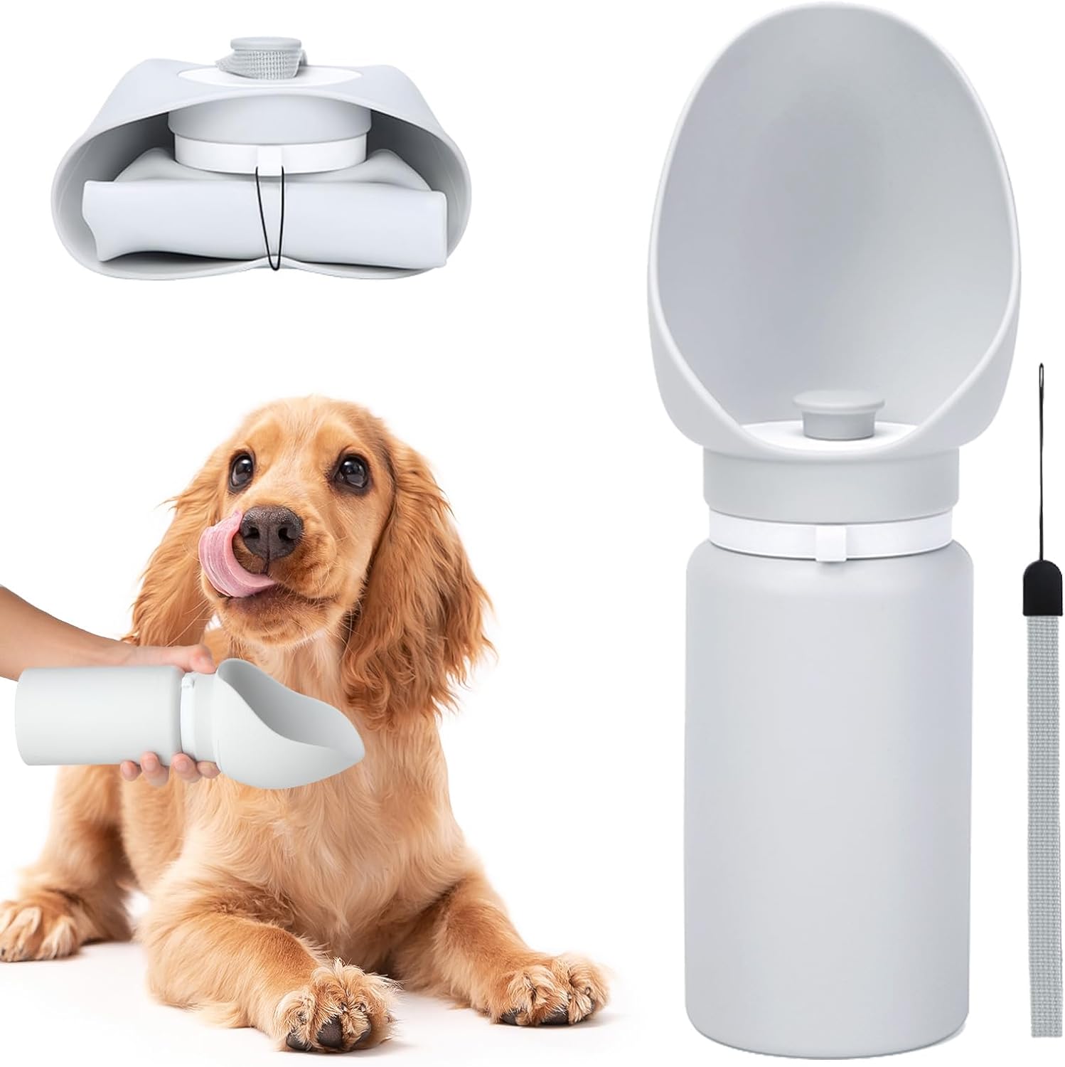 Silicone Dog Water Bottle, Pet Travel Water Bottle Foldable Leak Proof Cup